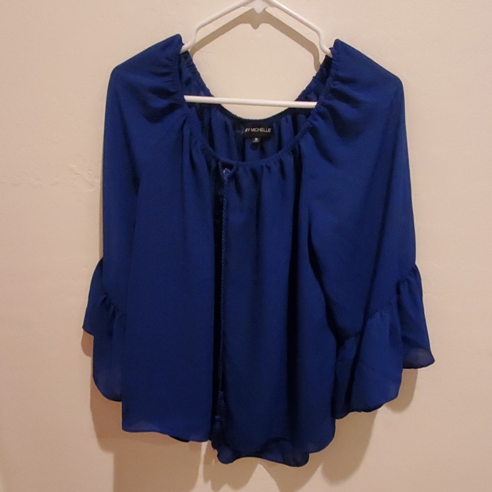 Cobalt bell sleeve blouse